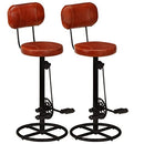 'vidaXL Top Grain Real Goat Leather Bar Stools with Bicycle Pedal Footrests and Solid Iron Frame - Set of 2 in Black and Brown