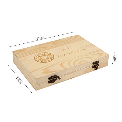 100 Grids Coin Collection Box Wooden Coins Storage Case Commemorative Coin Holder Container Protection Organizer Box