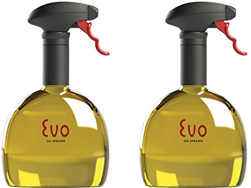 Evo Oil Sprayer Bottle, Non-Aerosol for Olive Oil and Cooking Oils, 18-Ounce Capacity, Set of 2