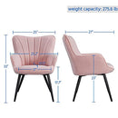 Yaheetech Accent Chair, Modern and Elegant Armchair, Linen Fabric Vanity Chair, Living Room Chair with Metal Legs and High Back for Living Room Bedroom Office Waiting Room, Pink