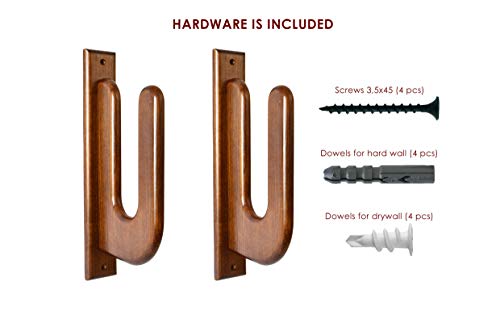 TESLYAR Surfboard Rack Holder Hooks Ash Tree Wood Eco-Friendly Display Natural Finish Snowboard Wakeboard (Big)