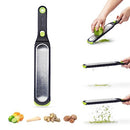 Dreamfarm Ozest Fine | Easy Speed Self-Cleaning POP Citrus Cheese Zester | Blade Cover Measures Zest | Concave Blades & Non-Slip Foot Increased Leverage Fast & Fluffy Zest Every Time | Green/Black