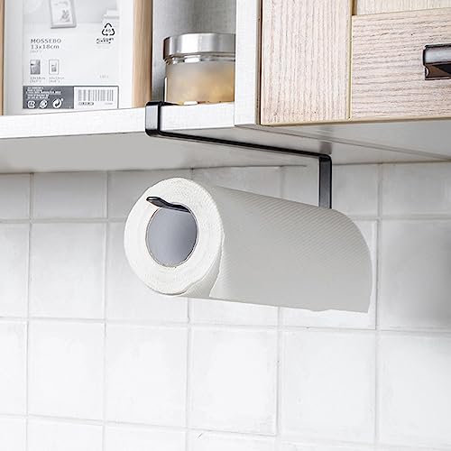 Tongke Napkins Storage Rack Kitchen Cabinet Cupboard Under Shelf Storage Paper Towel Roll Holder Dispenser (Black)