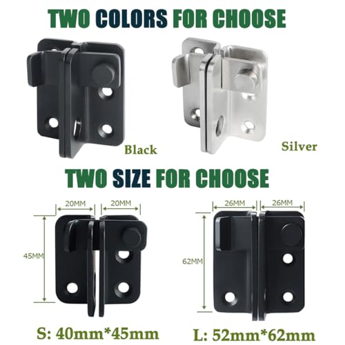 ZiYuya Flip Latch Gate Latches Slide Bolt Latch Safety Door Lock Catch for Barn Cabinet Garden Bathroom Garage Window Sliding Door Shed Lock (Black - Right Open, S 45 * 40MM)