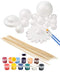 Pllieay Solar System Model Foam Ball Kit Includes 14PCS Mixed Sized Polystyrene Spheres Balls, 12PCS Bamboo Sticks, 12 Color Pigments, 2PCS Painting Brushes for School Science Projects