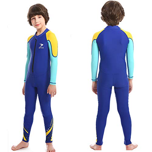 ZCCO Kids Wetsuit,2.5mm Neoprene Thermal Swimsuit, Youth Boy's and Girl's One Piece Wet Suits Warmth Long Sleeve Swimsuit for Diving,Swimming,Surfing etc Water Sports (Bright Blue, S)
