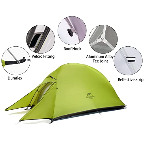 Naturehike Cloud up 1 Person Backpacking Tent Lightweight Camping Hiking Dome Tent for 1 Man (Mustard Green (20D Nylon))