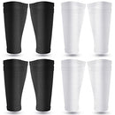 Soccer Shin Guards Sleeves 4 Pairs Flexible Soccer Shin Guard Leg Performance Support Polyester Soccer Shin Guard Sleeve Holder with Pocket for Soccer Sport (White, Black, M)