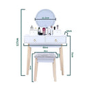 Vanity Makeup Table with Adjustable Light, Touch Screen, Dressing Table with Mirror and Stool, White