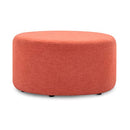 BELLEZE Modern 24 Inch Ottoman, Upholstered Fabric Footstool, Round Pouf Accent Furniture for Living Room, Solid Colored Circle Footrest - Colby (Orange)