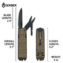 Gerber Gear Lockdown Slim Pry 7-in-1 Multi-tool - 2.5" Plain Edge Blade, Scissors, Saw - EDC Gear and Equipment - Burnt Bronze