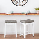 (1) - Angel Line Cambridge Padded Saddle Stool, White with Grey Cushion, 60cm H, Set of 2