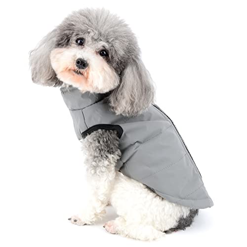 Zunea Dog Jacket Coat for Small Dogs Cats Winter Warm Puppy Clothes with D-Ring for Harness Leash Soft Zipper Jacket Cold Weather Pet Apparel Clothing for Chihuahua Yorkie Gray XS