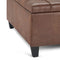 SIMPLIHOME Harrison 36 inch Wide Square Coffee Table Lift Top Storage Ottoman in Upholstered Distressed Umber Brown Tufted Faux Leather for the Living Room,