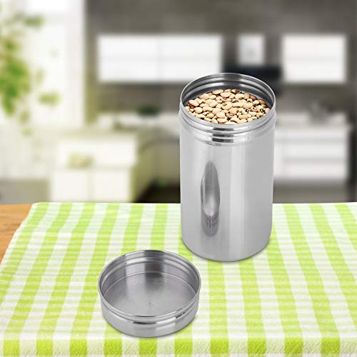 304 Stainless Steel Sealed Food Storage Jar Portable Tea Coffee Beans Container Easy for Travel Outdoor and Camping(L)