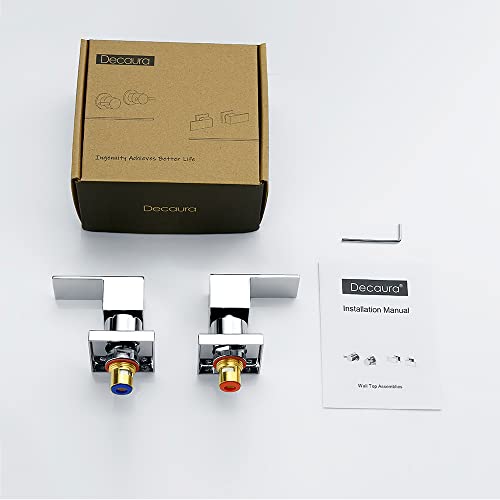 Decaura Square Shower Mixer Taps Wall Top Assemblies 1/4 Turn Twin Bath Faucets