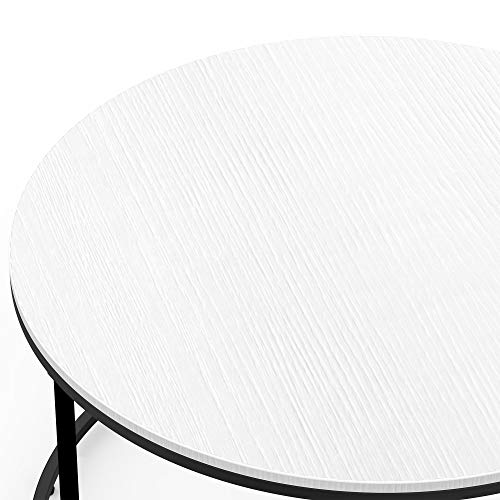 HOMCOM Round Coffee Table, 32 in Modern Center Table with Black Metal Frame, Coffee Tables for Living Room, White