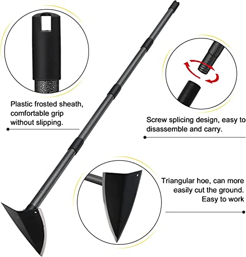 FLY HAWK Garden Hoe, 152 cm Hoe Garden Tool Triangle Garden Hoe with Sharp Blade for Digging, Weeding, Cutting and Losing Soil, Metal Handle with Adjustable Length