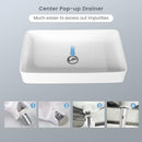 Costway 62 x 35 cm Bathroom Vessel Sink, Porcelain Bathroom Bowl Basin, White Porcelain Ceramic Basin Vessel Vanity Sink Art Basin, w/Pop-up Drain, Ideal for Home, Restaurant and Hotel, Rectangle