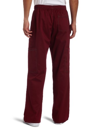 Dickies Gen Flex Men Scrubs Pant Drawstring Cargo 81003, D-Wine, Medium