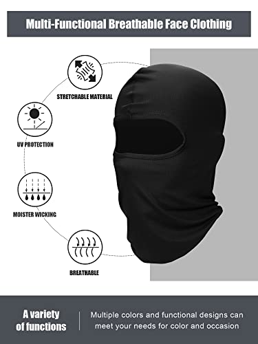 6 Pieces Face Balaclava Ski Mask Cover Winter Ice Silk UV Protection Full Cover for Women Men Outdoor Sports, Black, One size