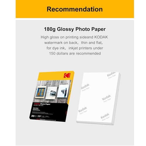 Kodak 180GSM 50 Sheets Gloss Instant Dry 180gsm A4 Photo Paper, (5740-513)