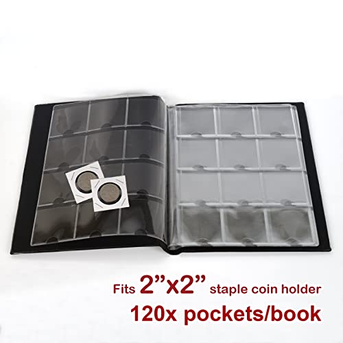 Coin Collection Book Australia Holder Album Staple Cardboard Flips 2" X2" Inches Clear Window Collectors Collector Albums Australian Coins Display Storage Holders Money Stock Organizer 120 Pockets 1X