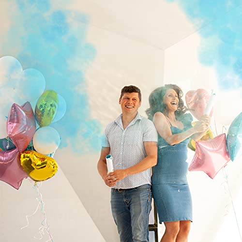Gender Reveal Confetti Cannon - 2 Pack - Biodegradable Blue Gender Reveal Smoke Bombs for Gender Reveal Party | Gender Reveal Cannons | Baby Gender Reveal Poppers | Boy Gender Reveal Powder Cannon