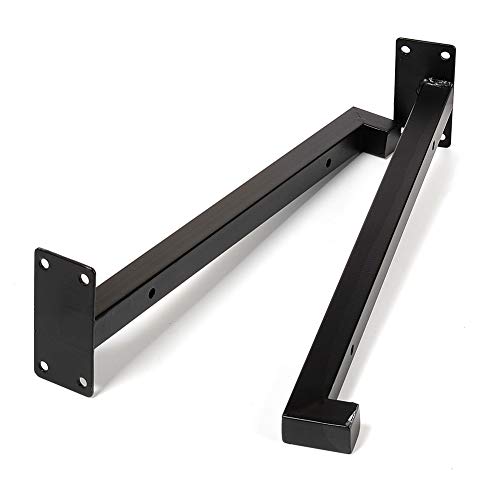 Heavy Duty Industrial Black Shelf Brackets, 14" Floating Metal Shelving Supports with Lip, Wall Mounted Retro Shelves Hardware Brace for DIY Decor or Custom Wall Shelving, 4 Pack