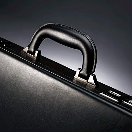 Samsonite Bonded Leather Attache 15.6, Black, 18", Casual