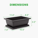 GROWNEER 3 Packs 11 Inches Bonsai Training Pots with Drainage Humidity Trays, Large Bonsai Pots with 15 Pcs Plant Labels, Growing Planter for Garden, Yard, Balcony, Office, Living Room