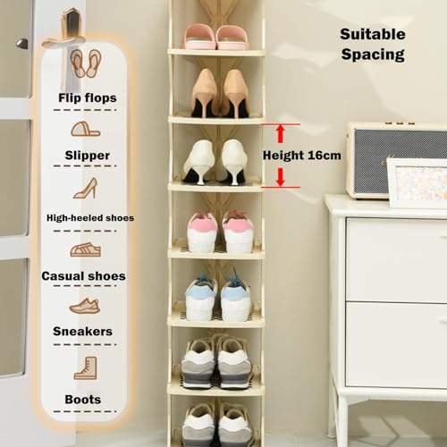 Shoe Rack 9 Tiers Tall Shoe Rack for Entryway 18-20 Pairs Shoe and Boots Organizer Storage Shelf Space Saving Large Shoe Tower Durable Black Metal Stackable Shoe Cabinet