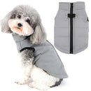 Zunea Dog Jacket Coat for Small Dogs Cats Winter Warm Puppy Clothes with D-Ring for Harness Leash Soft Zipper Jacket Cold Weather Pet Apparel Clothing for Chihuahua Yorkie Gray XS