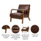 glitzhome 30.75 "H Mid Century Coffee Accent Armchair, Single Reading Armchair PU Leather Lounge Chair with Walnut Ruberwood Frame