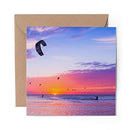 1 x Greeting Card Kite Surfing Sunset Beach - Blank Birthday Celebration Anniversary