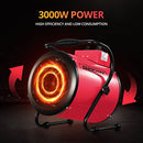 2-in-1 3000W Portable Electric Industrial Fan Heater Free Standing Carpet Dryer SAA Red