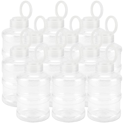 ZEONHEI 12 PCS 24oz Plastic Juice Bottles with Caps, 700ml Cute Bubble Tea Clear Water Bottles, Pull Ring Top Juice Bottles for Smoothie, Boba Tea and Cold Brew Tea
