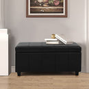 Homestripe Damara Lift-Top Storage Ottoman Bench with Faux-Leather Upholstery, Midnight Black