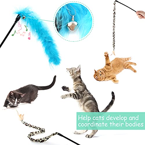 LONENESSL 33pcs Cat Toys Set Kitten Toys Catnip Fish Toy Set Interactive Feather Toy Cat Teaser Wand Fish Mice Balls Fluffy Mouse Bell Toys for Cats