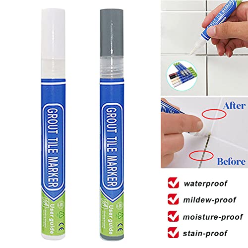 Tile Repair Pen Wall Gap Refill Grout Refresher Renew Repair Marker Bathroom Waterproof OZ (White)