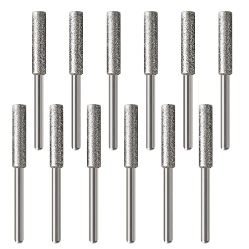 12 Pieces 4.0 mm Diamond Chainsaw Sharpener Burr Grinding Stone File Sharpening Polishing Grinding Tool for Chainsaw Grinder or Other Rotating Tools