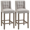 HOMCOM Modern Bar Stools Set of 2, Tufted Upholstered Barstools, Pub Chairs with Back, Rubber Wood Legs for Kitchen, Dinning Room, Beige