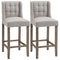 HOMCOM Modern Bar Stools Set of 2, Tufted Upholstered Barstools, Pub Chairs with Back, Rubber Wood Legs for Kitchen, Dinning Room, Beige