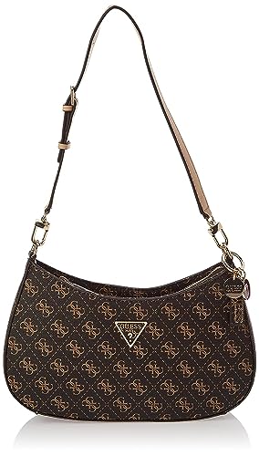 GUESS Noelle Top Zip Shoulder Bag, Brown Logo, One Size