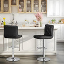 VECELO Adjustable Bar Stools with Back, Bar Height Stools for Kitchen Counter, Bar Stools Set of 2, X-Large Size, 17.3" D x 16.5" W x 45" H, Black