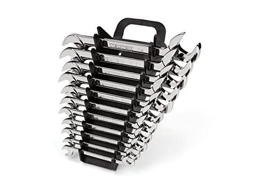 TEKTON Angle Head Open End Wrench Set with Holder, 11-Piece (3/8-1 in.) | WAE91102