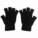 2 Pair Half Finger Gloves Winter Knit Touchscreen Warm Stretchy Mittens Fingerless Gloves in Common Size for Men and Women,black, Black, Large