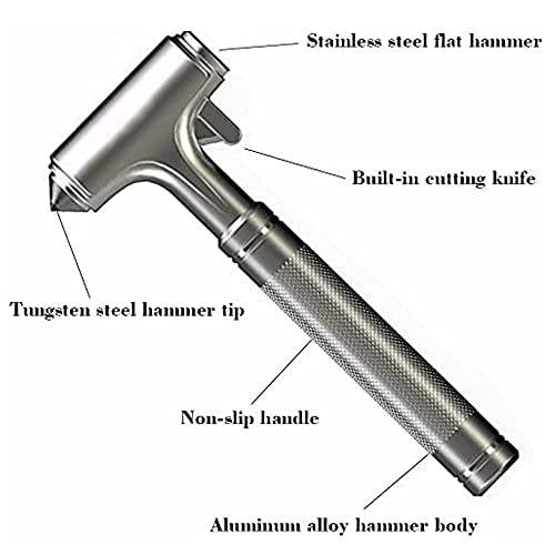 Car Safety Hammer - Emergecy Car Escape Tool, Metal Window Hammer, Glass Breaker with Seat Belt Cutter, Hard Aluminium Alloy Head Design