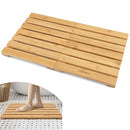 Costway Bamboo Bath Mat Foldable Shower Mat w/Non-Slip Pads & Slatted Design