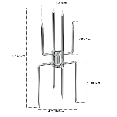 onlyfire Double Ended 8-Prong Rotisserie Fork + 4-Prong Meat Forks (2 Pieces), BBQ Grill Rotisserie Chicken Forks Kit, Fits 12 MM Hexagon & 10 MM and 8 MM Square Spit Rods